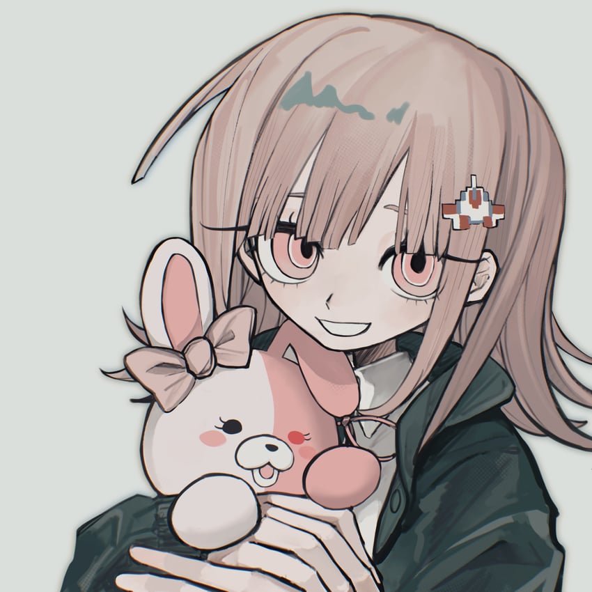 nanami chiaki and monomi (danganronpa and 2 more) drawn by ohmbrib