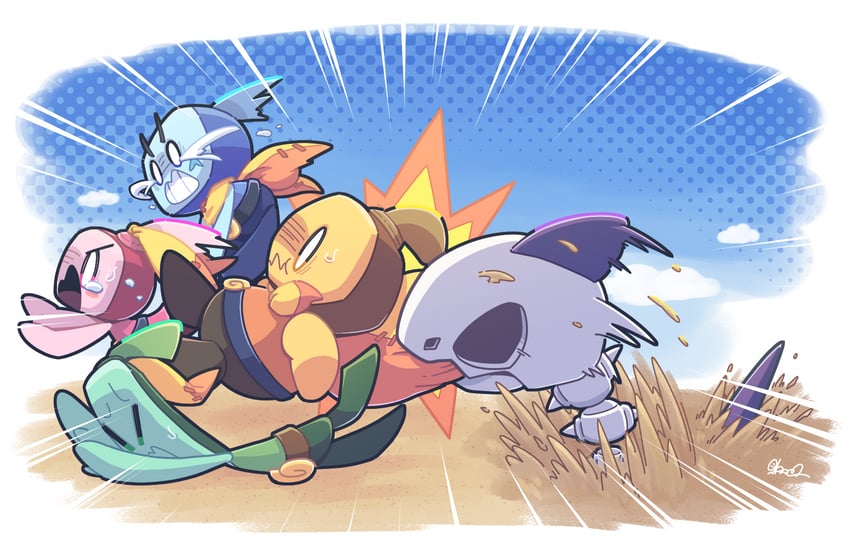 ireen, loog, ellow, dulles, and sharkbone (mario and 2 more) drawn by nettsuu