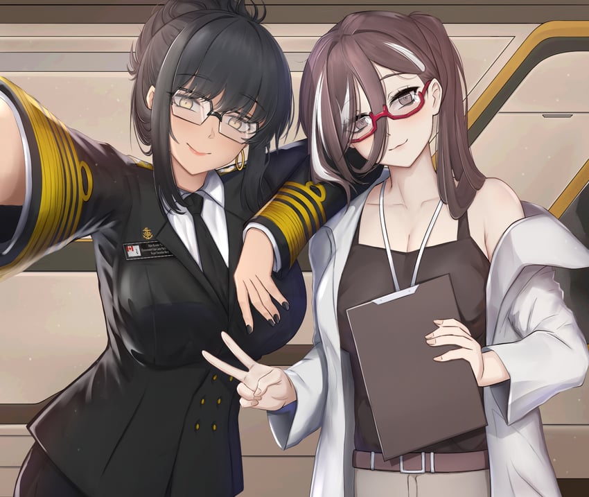 commander, female commander, yukimura ryuuko, and dr. anzeel (azur lane) drawn by yunareas