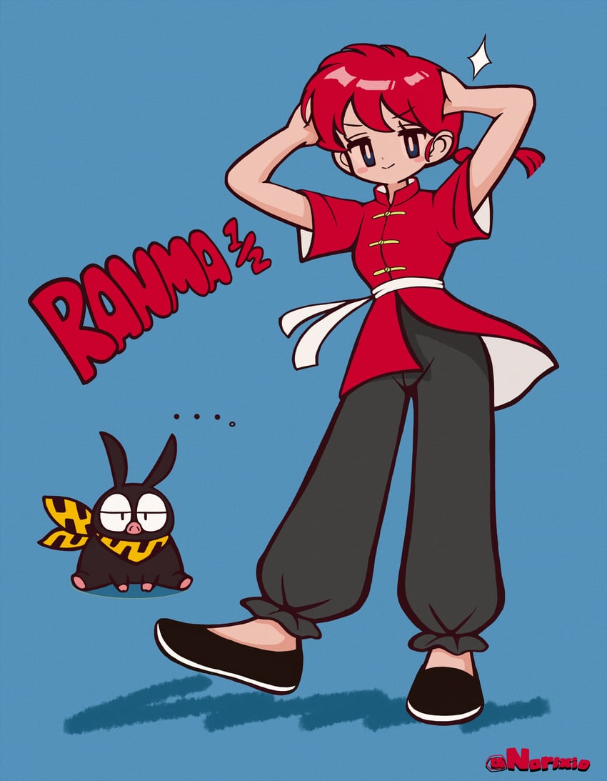 ranma-chan and p-chan (ranma 1/2) drawn by norixio