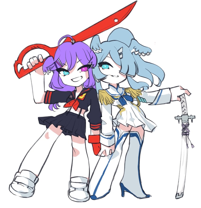matoi ryuuko, senketsu, kiryuuin satsuki, junketsu, elira pendora, and 1 more (nijisanji and 2 more) drawn by s_h_i_e
