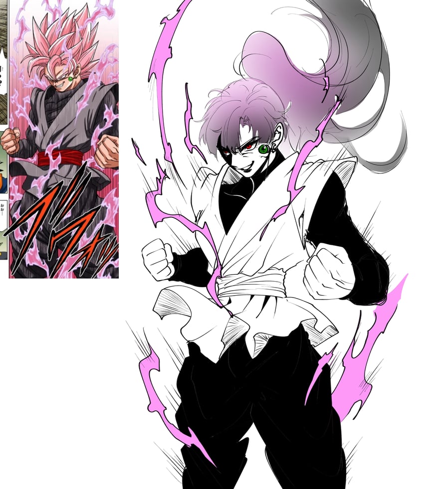 chi-chi and goku black (dragon ball and 1 more) drawn by clinrollmuri