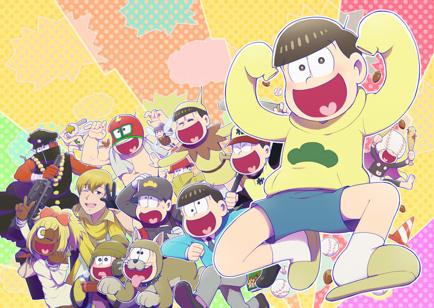 matsuno ichimatsu, matsuno jyushimatsu, jyushiko, peter pan, tinker bell, and 1 more (osomatsu and 3 more) drawn by show_chiku-by