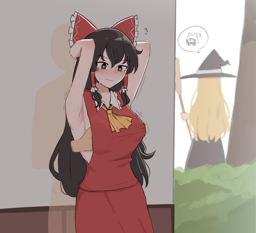 hakurei reimu and kirisame marisa (touhou) drawn by mata_(matasoup)