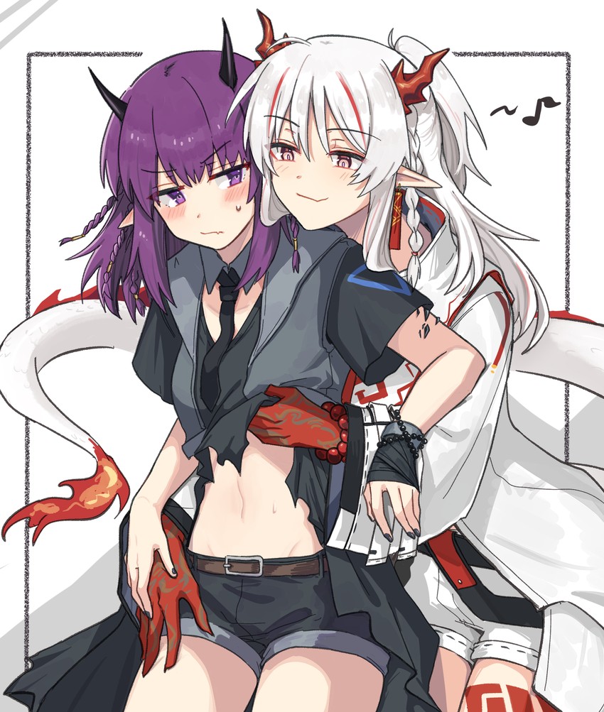 nian, lava, and lava the purgatory (arknights) drawn by mabing
