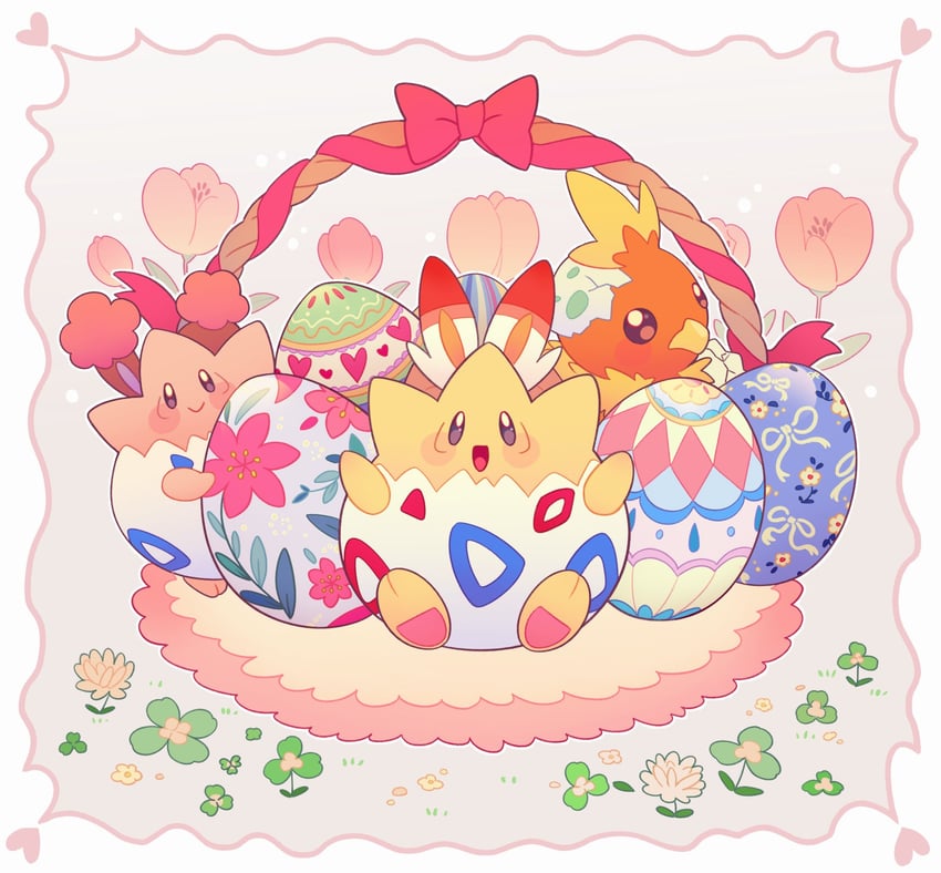 scorbunny, torchic, togepi, and buneary (pokemon) drawn by selyg15