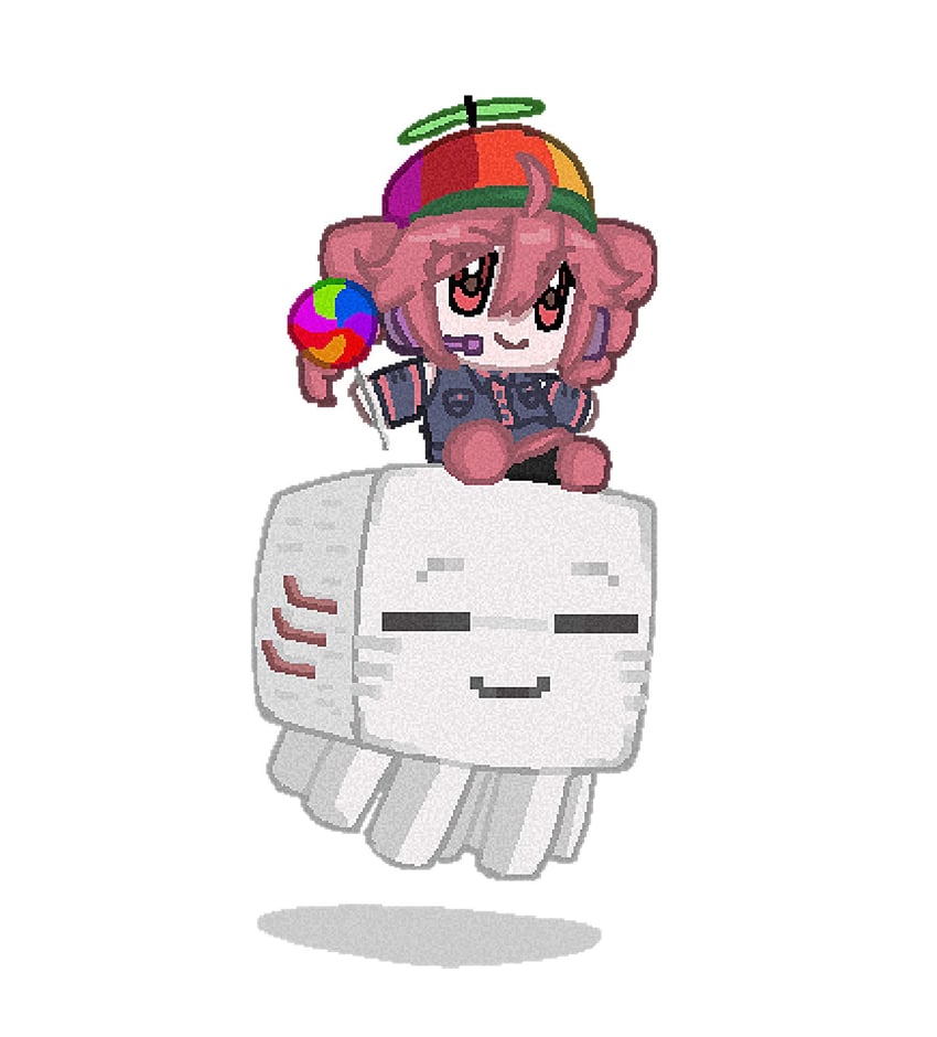 kasane teto, ghast, and happy ghast (utau and 1 more) drawn by lod_(lodddd)