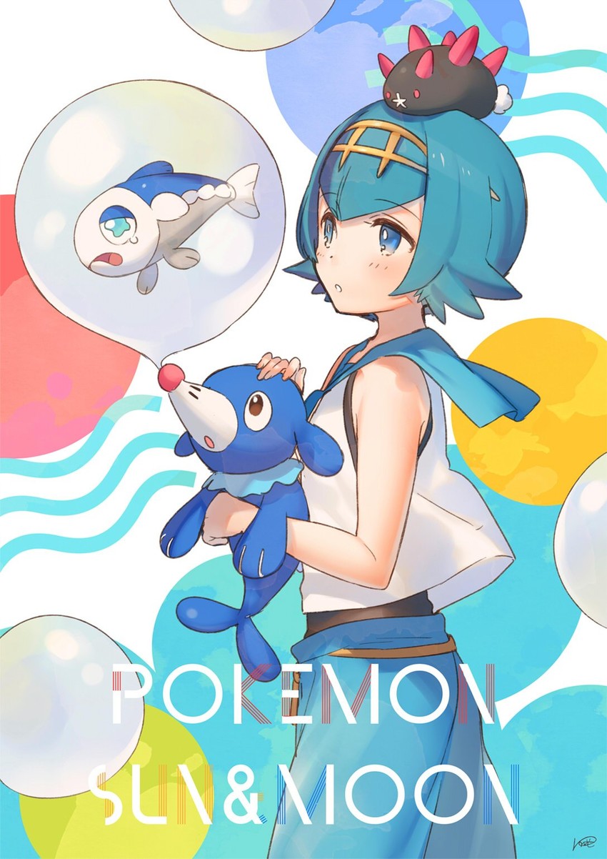 lana, popplio, pyukumuku, and wishiwashi (pokemon and 1 more) drawn by kippu
