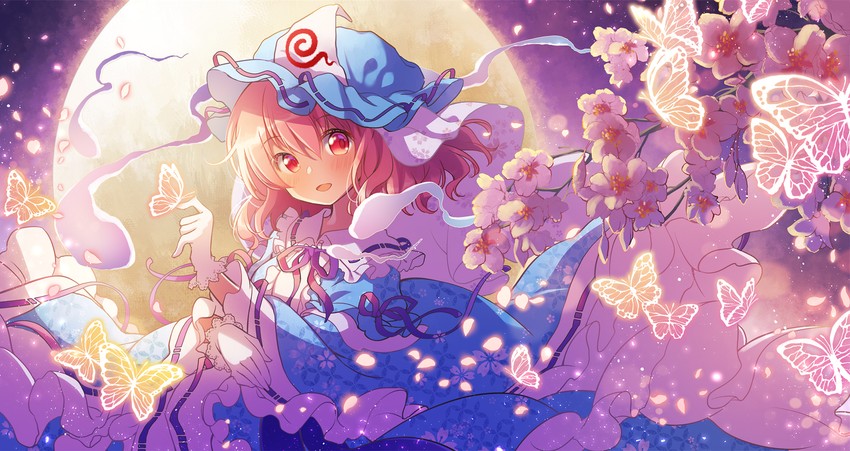 saigyouji yuyuko (touhou and 1 more) drawn by kawanobe