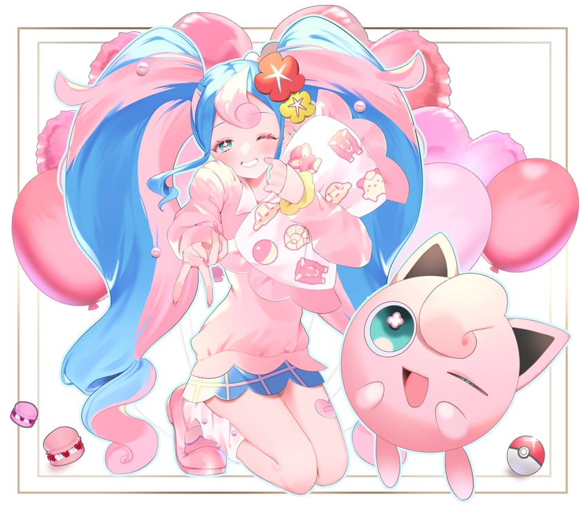 hatsune miku, jigglypuff, fairy miku, clefairy sprite, bull sprite, and 2 more (pokemon and 2 more) drawn by azuki_anko
