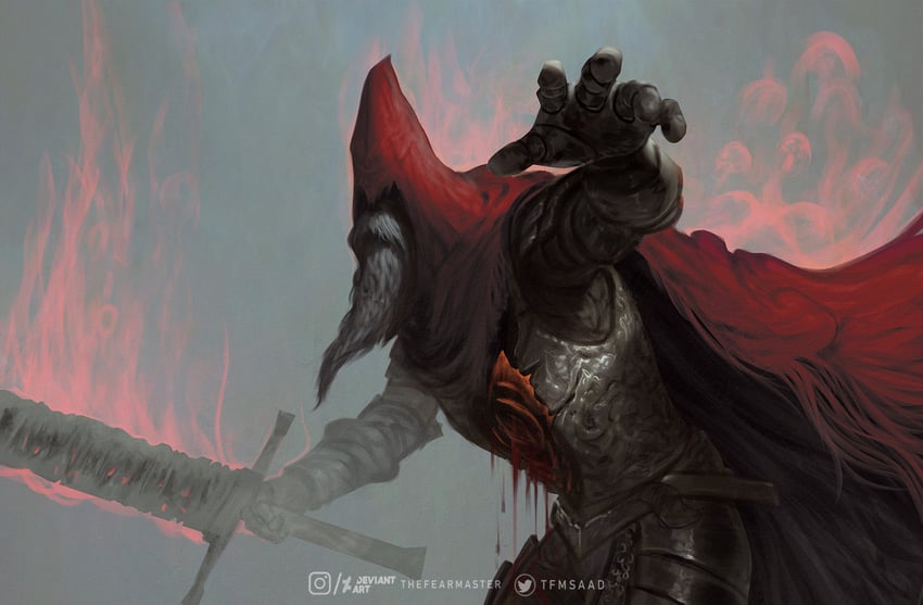 slave knight gael (dark souls and 1 more) drawn by thefearmaster