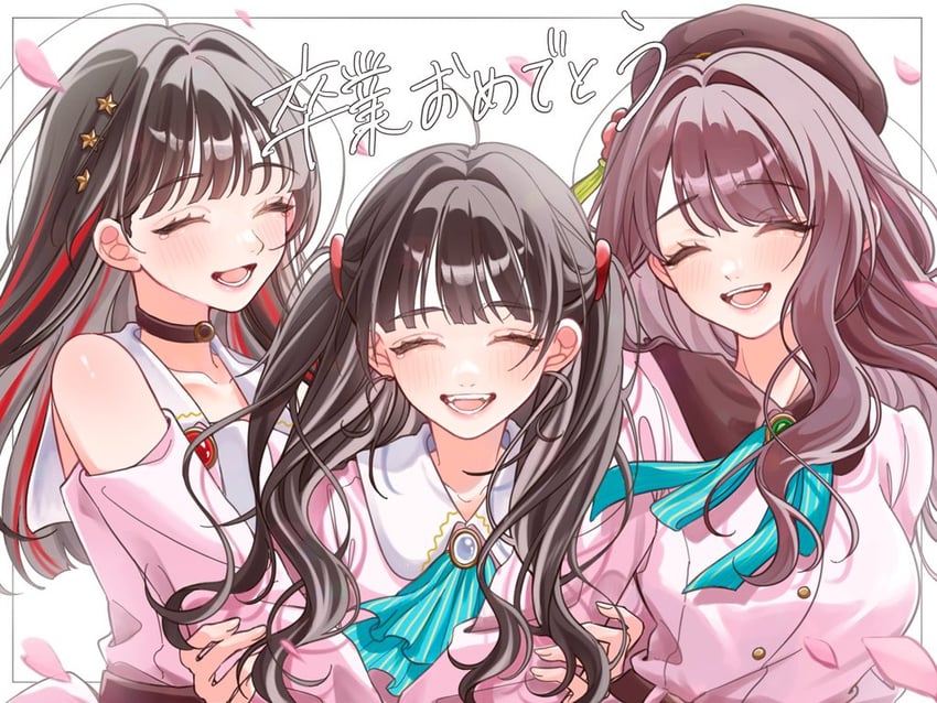 tsukine kona, hanamiya nina, and sasaki kotoko (love live! and 2 more) drawn by nin_(niyuu_mo9)