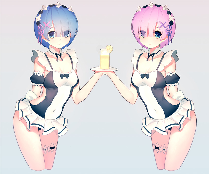 rem and ram (re:zero kara hajimeru isekai seikatsu) drawn by qiongsheng