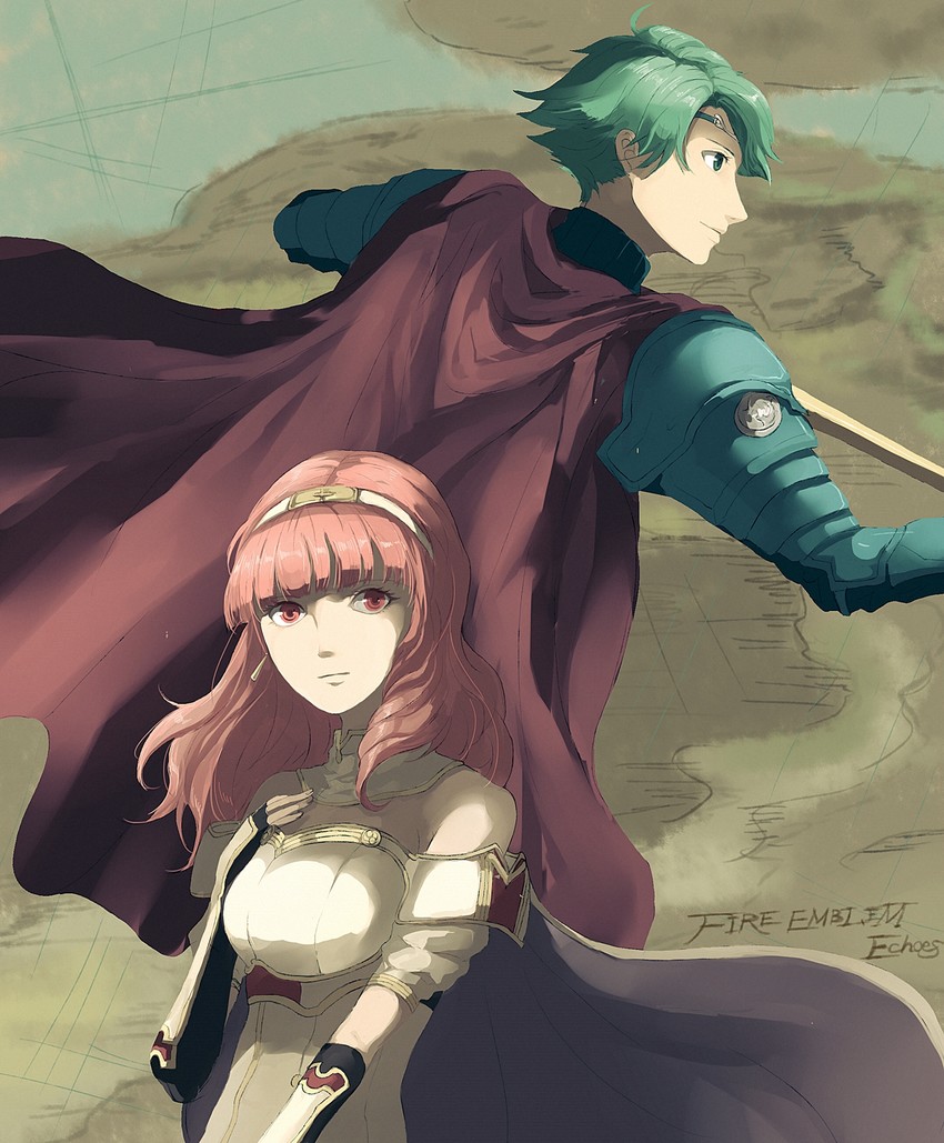 celica and alm (fire emblem and 2 more) drawn by jabeko