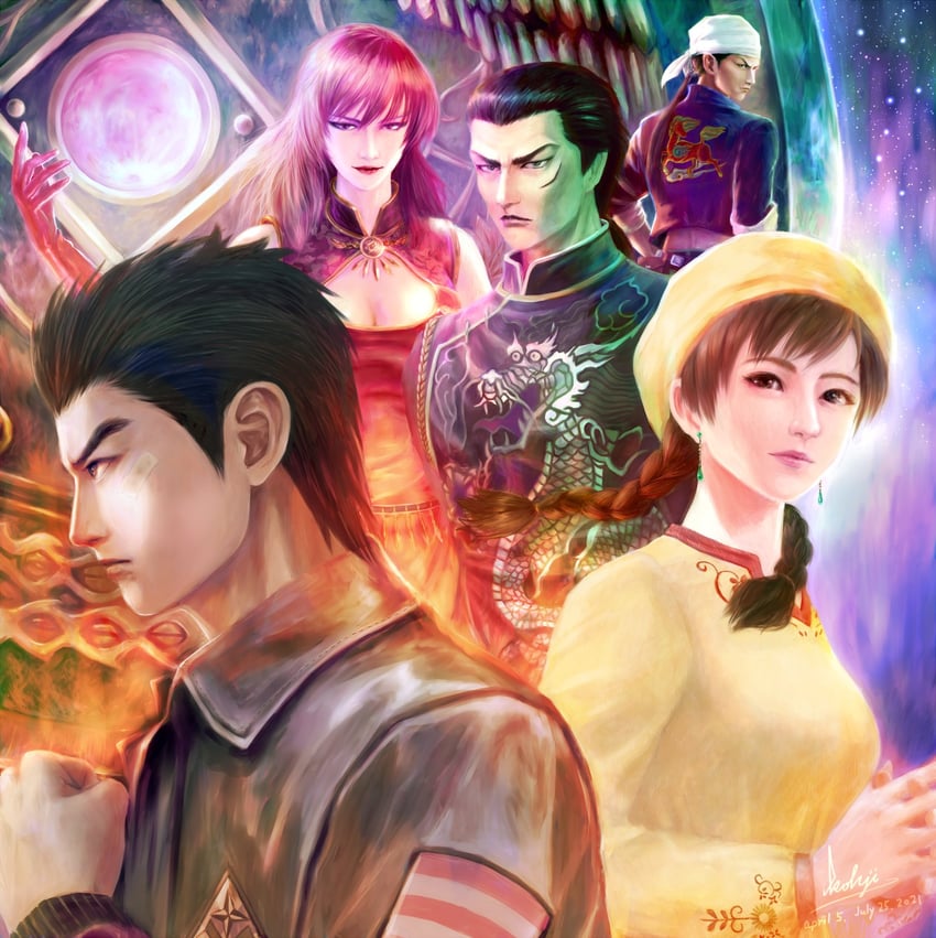 ling shen hua, hazuki ryou, niao sun, ren wu ying, and lan di (shenmue and 1 more) drawn by kohji