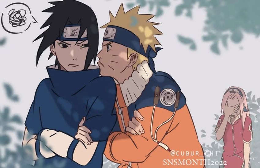 haruno sakura, uzumaki naruto, and uchiha sasuke (naruto) drawn by cubur