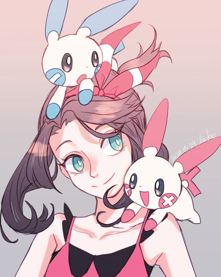 may, minun, and plusle (pokemon and 1 more) drawn by r.aka.