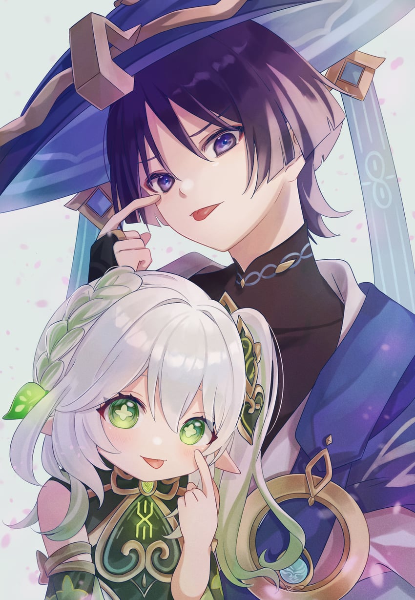 scaramouche, nahida, and wanderer (genshin impact) drawn by engasaki_sakura