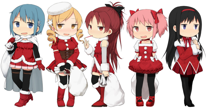 akemi homura, kaname madoka, miki sayaka, sakura kyoko, and tomoe mami (mahou shoujo madoka magica) drawn by tsuduya_(knt31)