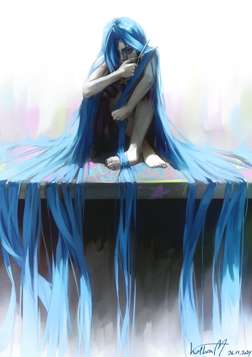 jinx and arcane jinx (league of legends and 1 more) drawn by mayushuuu