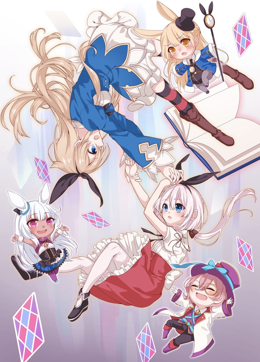 alice, reina, white rabbit, march hare, and mad hatter (grimms notes) drawn by renkon_(re_n_k_n)