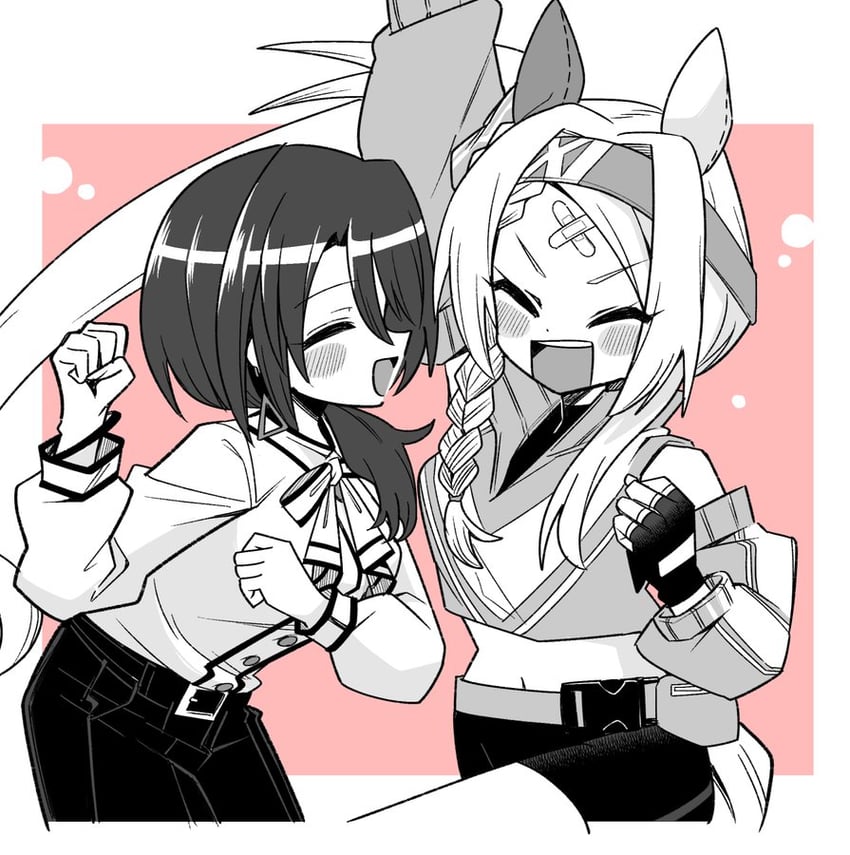 sonon elfie and tsurugi ryoka (umamusume) drawn by kudach_i
