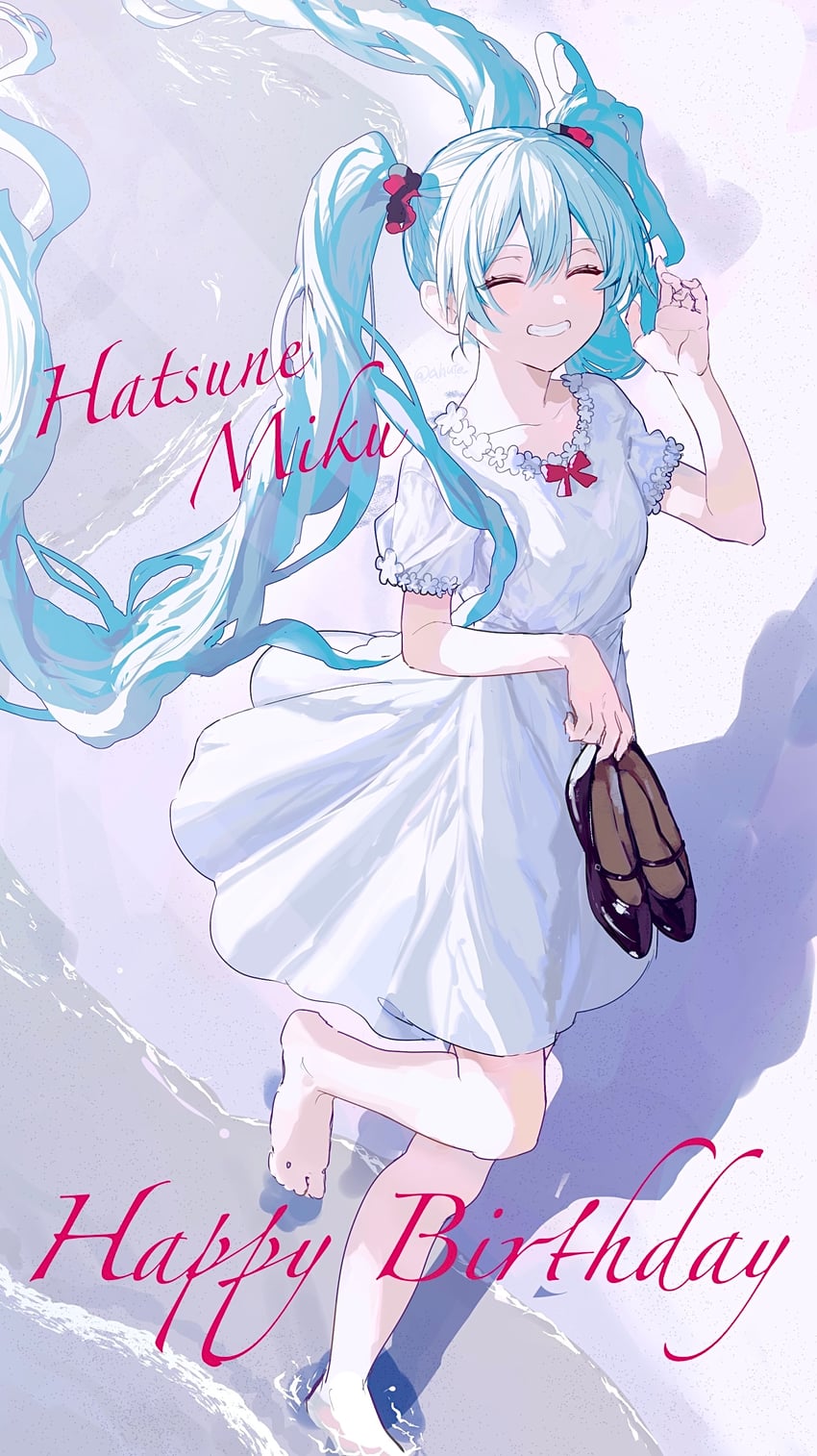 hatsune miku (vocaloid and 1 more) drawn by ahute