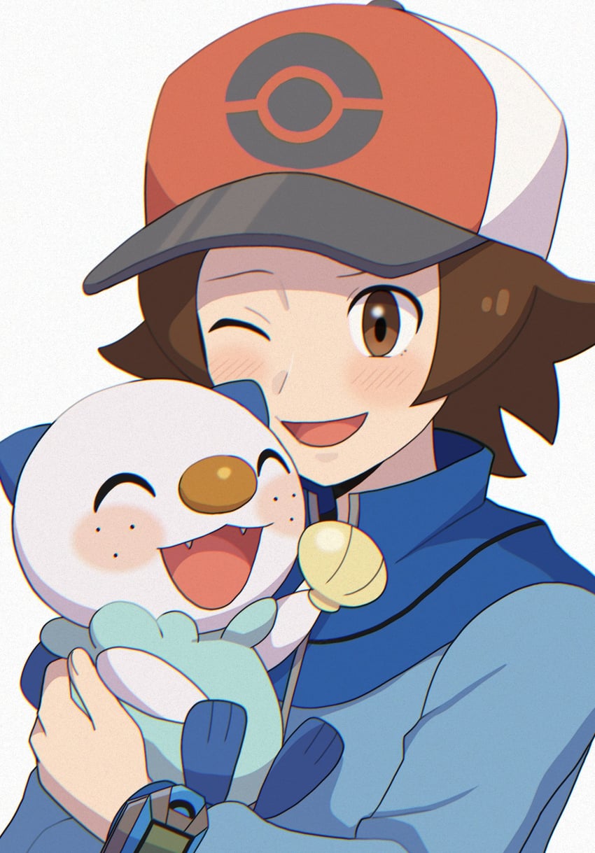 hilbert and oshawott (pokemon and 1 more) drawn by nakikot_t