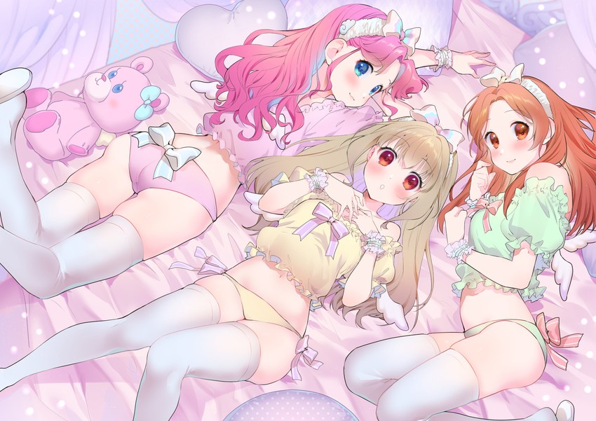 amahane madoka, kiseki raki, and otoshiro noel (aikatsu! and 1 more) drawn by geshumaro