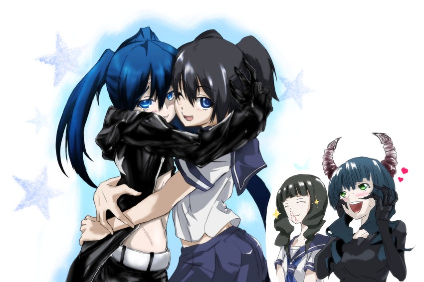 black rock shooter, dead master, kuroi mato, and takanashi yomi (black rock shooter) drawn by negresco