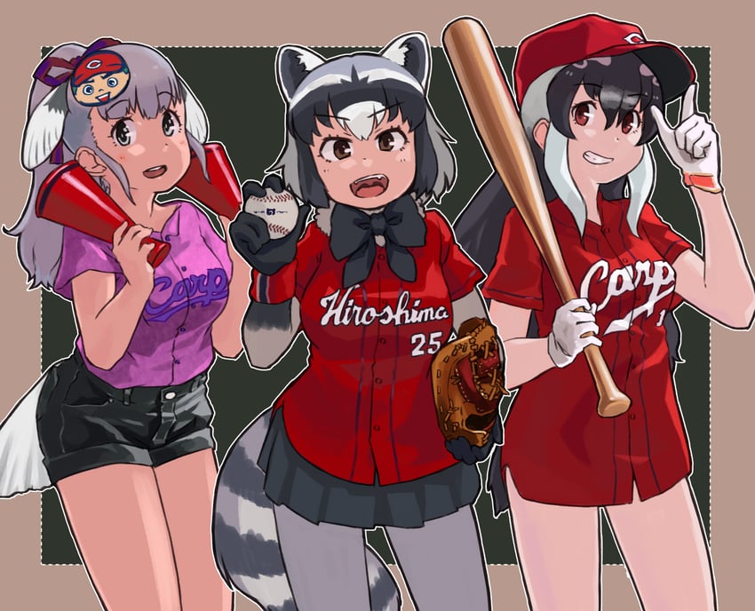 common raccoon, african penguin, and jinmen-gyo (kemono friends and 2 more) drawn by toriny