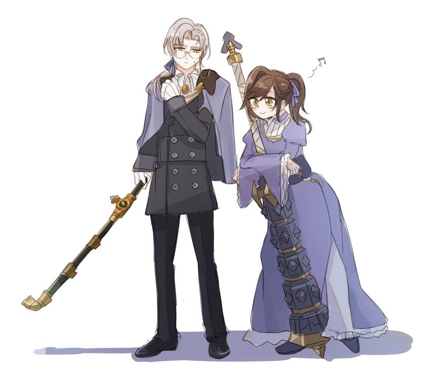 rosa and vyn richter (genshin impact and 2 more) drawn by remosea