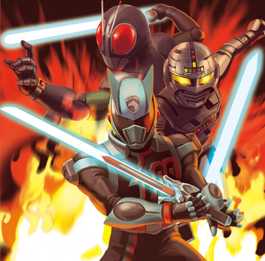 kamen rider black rx, gavan, and dekamaster (kamen rider and 5 more) drawn by matchin