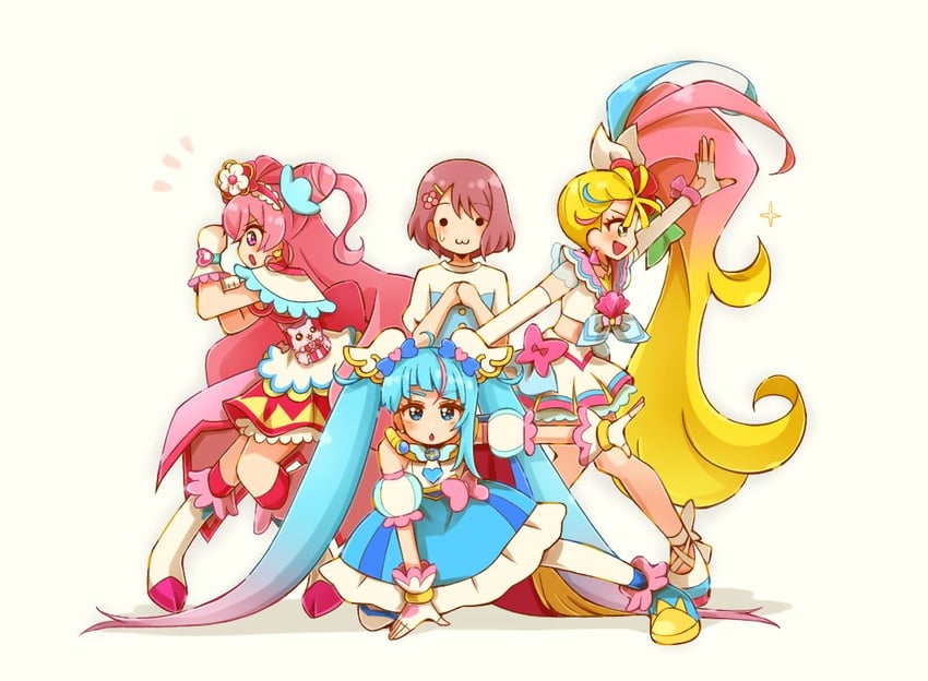 sora harewataru, cure sky, hanadera nodoka, nagomi yui, natsuumi manatsu, and 3 more (precure and 4 more) drawn by yuu13