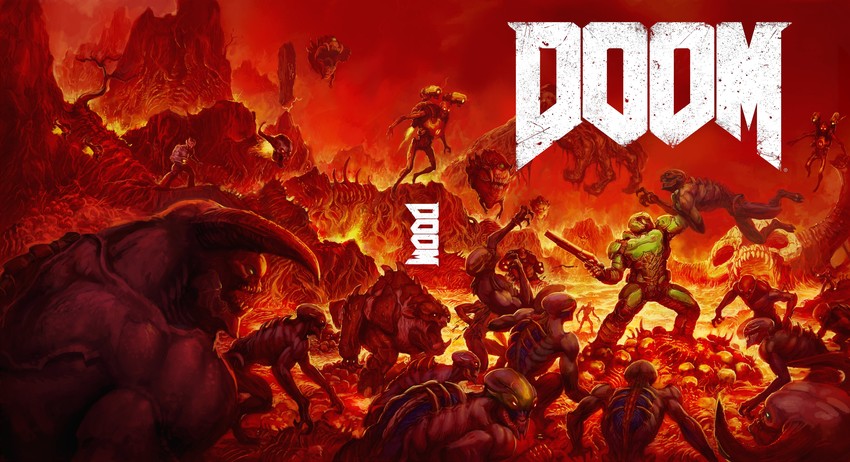 doomguy, cacodemon, imp, baron of hell, revenant, and 4 more (doom) drawn by alex_palma