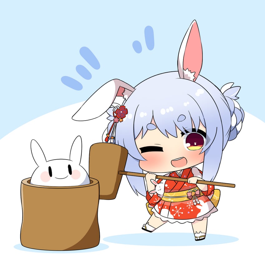 usada pekora, don-chan, and pekomon (hololive) drawn by twumi
