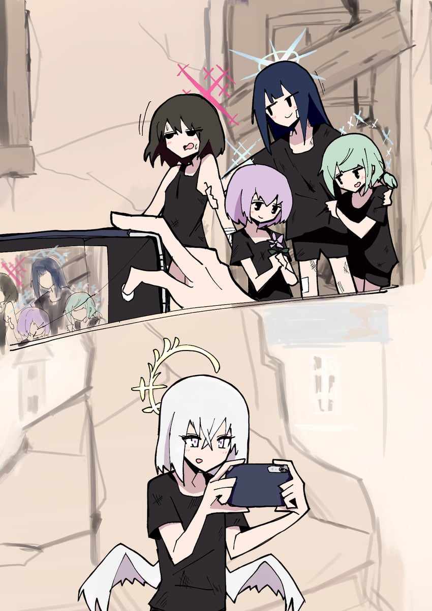 saori, azusa, atsuko, hiyori, and misaki (blue archive) drawn by bonjiri_uma_tarou