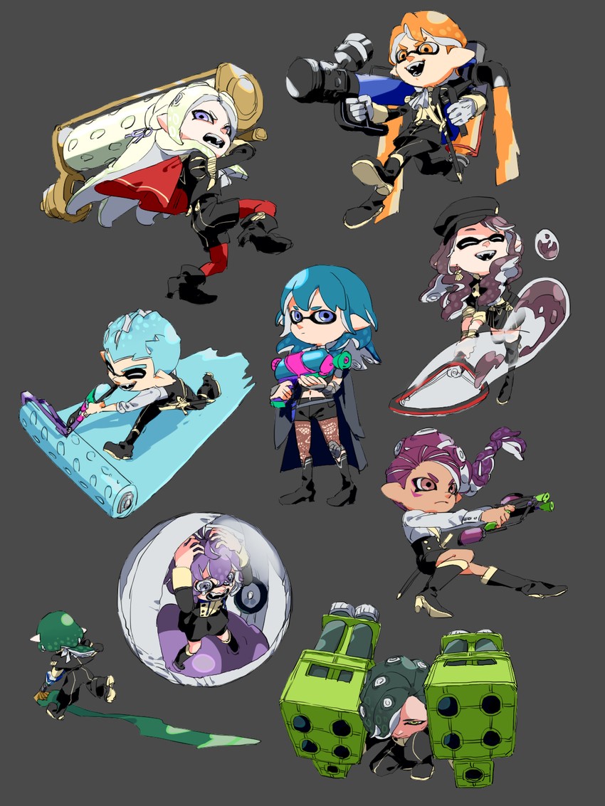 inkling player character, female byleth, octoling player character, edelgard von hresvelg, dorothea arnault, and 6 more (fire emblem and 2 more) drawn by 91007