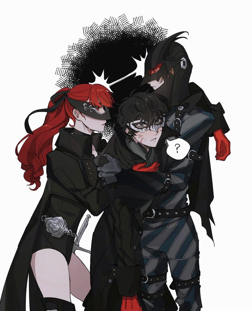 amamiya ren, yoshizawa kasumi, akechi gorou, joker, violet, and 1 more (persona and 2 more) drawn by seirorath