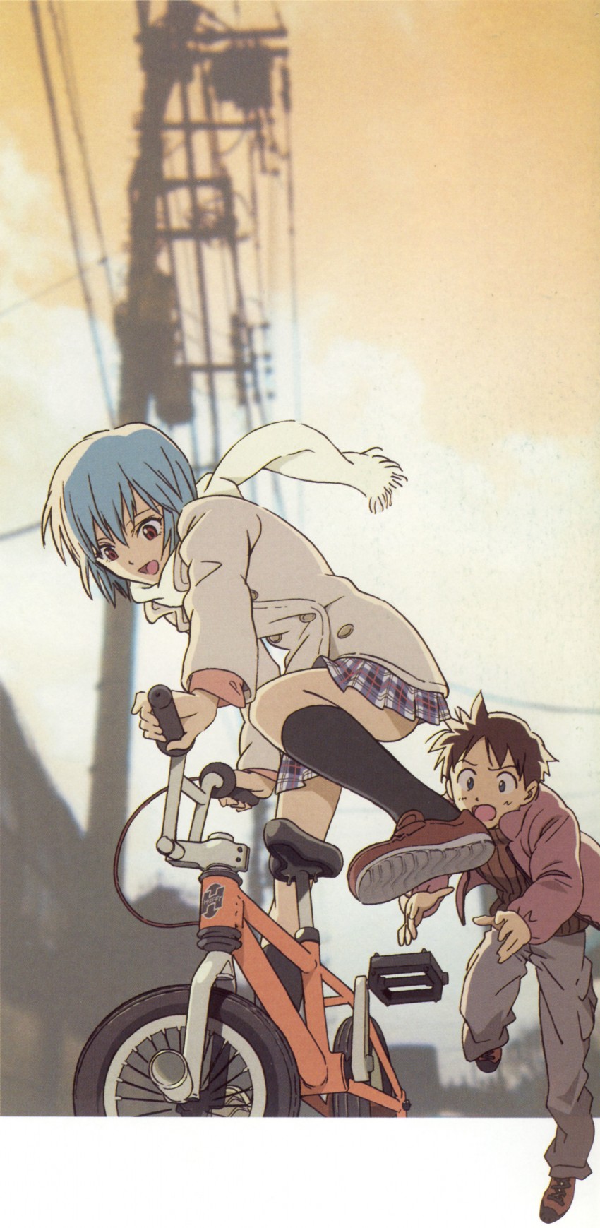 ayanami rei and ikari shinji (neon genesis evangelion) drawn by tsurumaki_kazuya