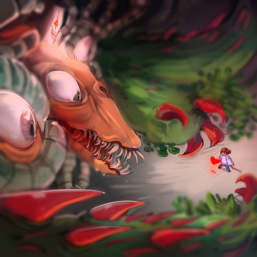 frisk, flowey, and photoshop flowey (undertale) drawn by flipgang