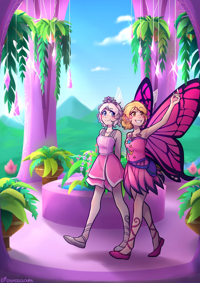 barbie, mariposa, and catania (barbie and 1 more) drawn by cosmiccolours