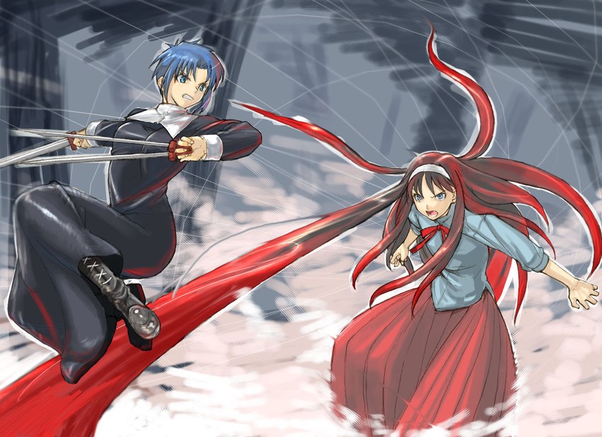 ciel, tohno akiha, and vermillion akiha (tsukihime and 1 more) drawn by tetsu_(kimuchi)