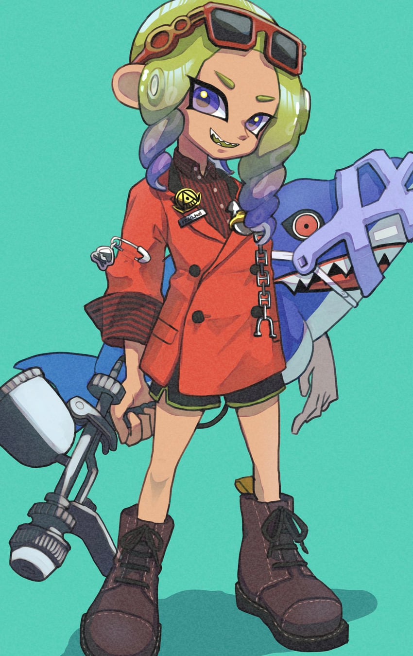 octoling player character and octoling girl (splatoon and 1 more) drawn by nastar_r0