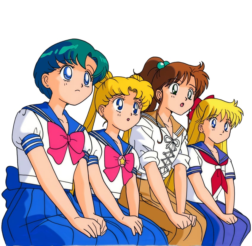 tsukino usagi, mizuno ami, aino minako, and kino makoto (bishoujo senshi sailor moon) drawn by andou_masahiro