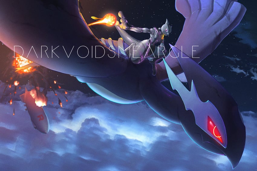 mewtwo, lugia, shadow lugia, and shadow mewtwo (pokemon and 2 more) drawn by darkvoiddoble