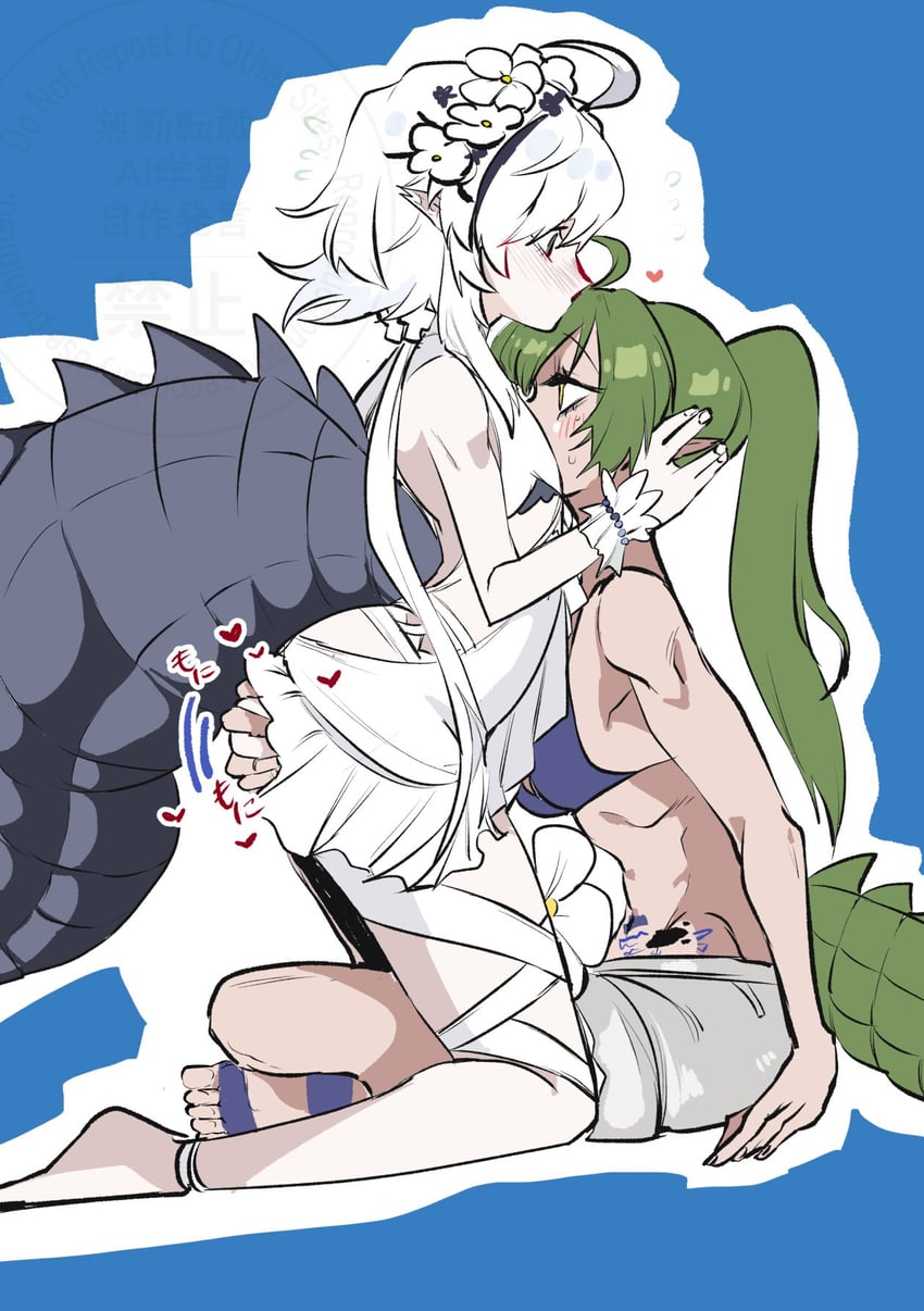 tomimi, gavial, and gavial the invincible (arknights) drawn by ban_syou