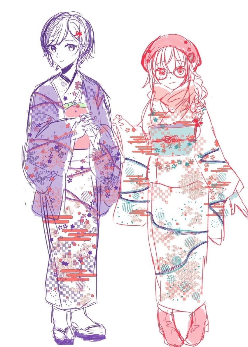 yuuhi riri and ienaga mugi (nijisanji) drawn by tsumetsume_zerii