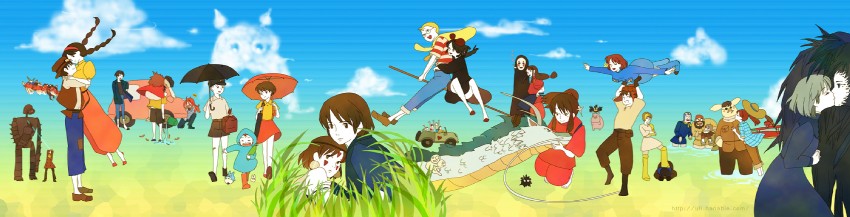 kiki, san, howl pendragon, ogino chihiro, nausicaa, and 24 more (studio ghibli and 9 more) drawn by jiji_(aardvark) and uli