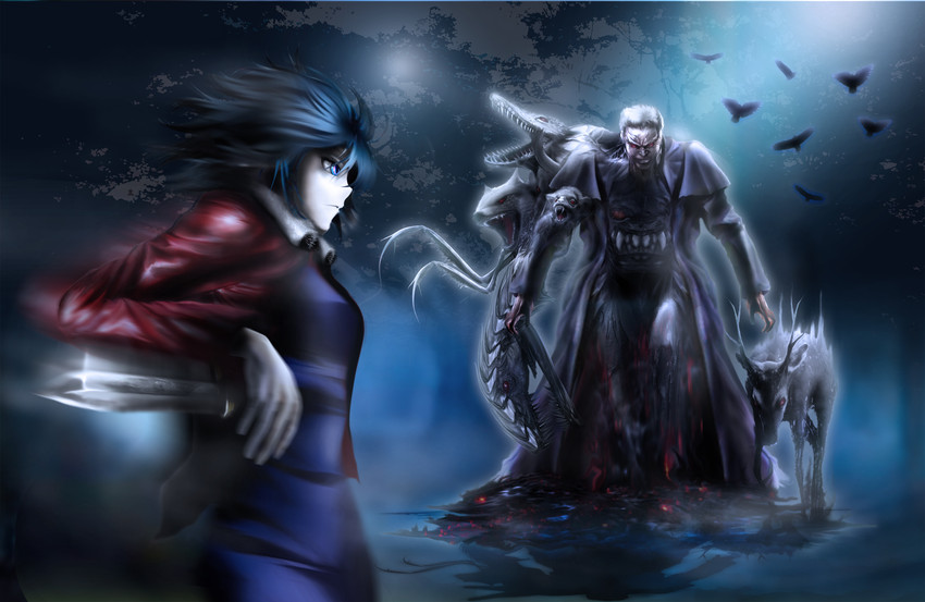 ryougi shiki and nrvnqsr chaos (tsukihime and 1 more) drawn by fe_(12141978)